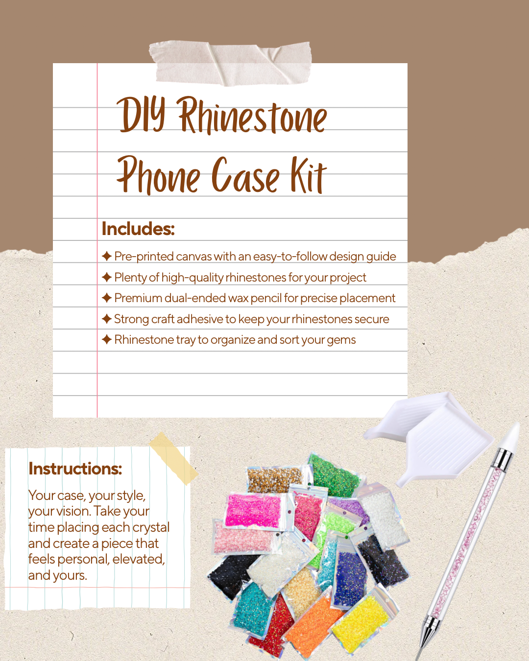 DIY Lucky Girl Rhinestone Case Kit